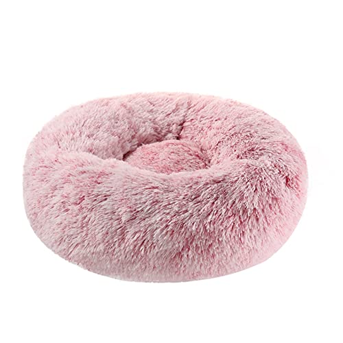 BUUNHI Hundebett Donuts Hundebettkorb Beruhigungsbett Haustierhütte Katzenhaus Kuschelkatzenbetten für kleine große Hunde Hundematte (Color : Gradient pink, Size : XL 80cm) von BUUNHI