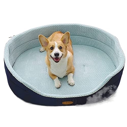 BUUNHI Hundebett Große Größe, extra großes Hundebett, Haus, Sofa, Zwinger, weiches Fleece, Haustier, Hund, Katze, warmes Bett, S-XL Hundematte (Color : Navy Green, Size : L) von BUUNHI