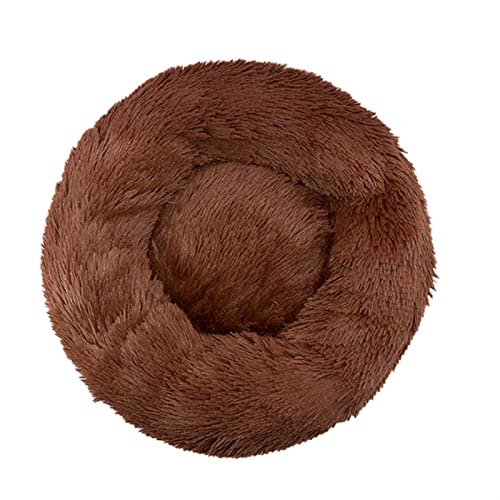 BUUNHI Hundebett Haustier-Hundebett, bequemer Donut, rund, Hundehütte, ultraweich, waschbar, Hunde- und Katzenkissen, Winterbett Hundematte (Color : Coffee, Size : 80cm) von BUUNHI