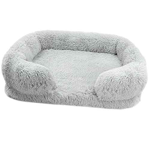 BUUNHI Hundebett Hundebett Plüsch Haustierbett Winter verdicktes Kissen Hunde Schlafbetten und Sofa Hundematte Hundematte (Color : Gray, Size : L(75X50X14cm)) von BUUNHI