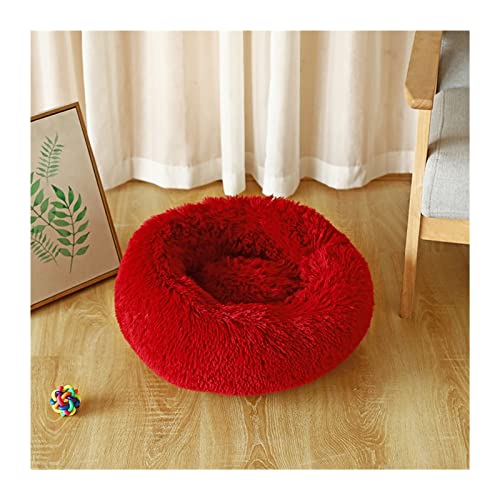 BUUNHI Hundebett Hundebett Plüsch Katzenmatte Hundebetten für große Hunde Haustierhütte Sofa für Hundekorb Haustier Katzenbett Hund Hundematte (Color : Red, Size : 60cm) von BUUNHI