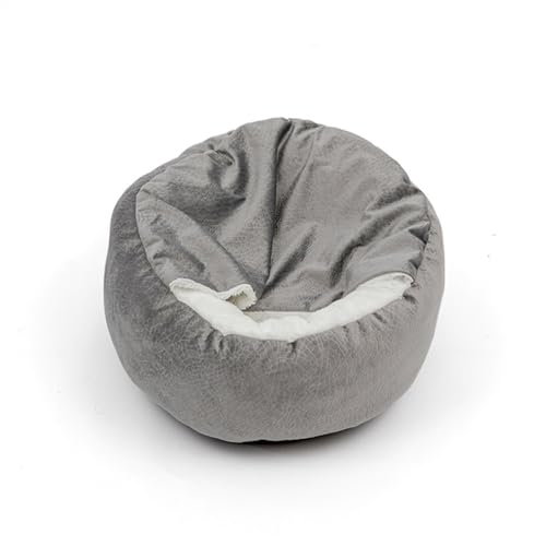 BUUNHI Hundebett Hundebett mit Kapuzendecke, Winter, warm, wasserdicht, schmutzabweisend, für Katzen, Welpen, Haus, Kuscheltier Hundematte (Color : Gray, Size : L - Diameter 70cm) von BUUNHI