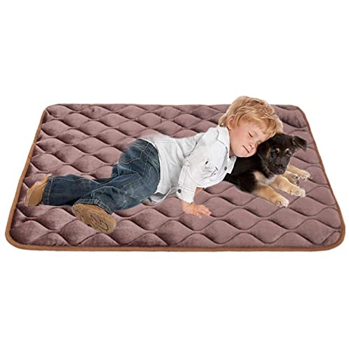 BUUNHI Hundebett Hundebettmatte, weiche Kistenmatte, rutschfeste Haustiermatratze für Hunde, die für große Hunde und Katzen schlafen Hundematte (Color : Dog Bed-Brown, Size : L 106x71 cm) von BUUNHI