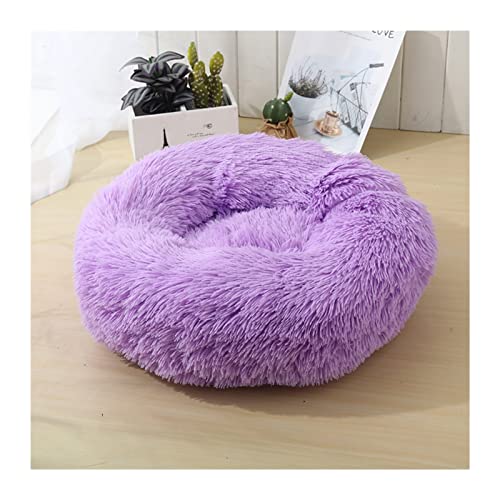 BUUNHI Hundebett Katzenbett Hundebett Haus Zwinger Haustiermatten Weiche Lange Plüschmatte Haustier Warmes Korbkissen Katzenhaus Hundematte (Color : Purple, Size : XL 80cm) von BUUNHI