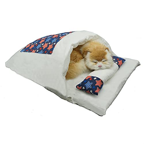 BUUNHI Hundebett Katzenbett Katzenstreu Schlafsack Heimbedarf Produkte für Katzen Großes Haustier Hundebett Katzenhaus Hundematte (Color : Silver White, Size : S) von BUUNHI