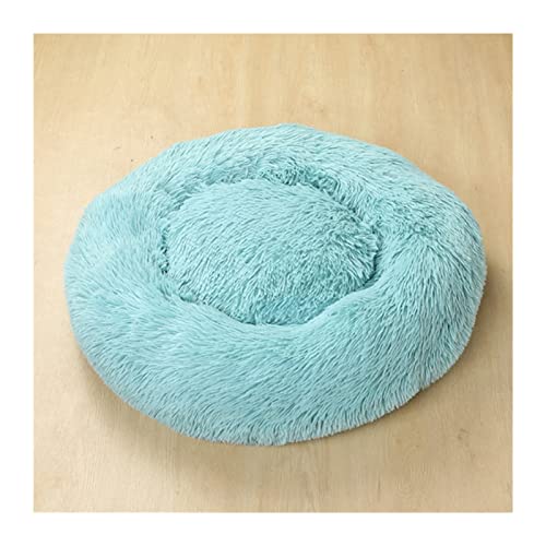 BUUNHI Hundebett Langes Plüsch-superweiches Schlafsofa, waschbares, buntes, rundes Bett, Winter, warme Hunde- und Katzenschlafmatte Hundematte (Color : Sky Blue, Size : 70CM) von BUUNHI