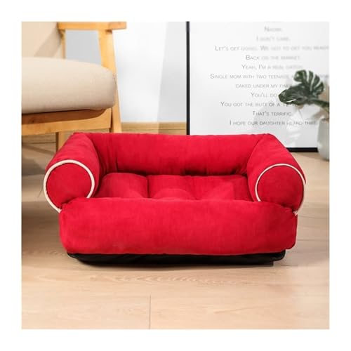 BUUNHI Hundebett Luxuriöses großes Hundeschlafsofa Hundebett Hundehütte Katzenmatten Schlafhütte für kleine und große Hunde Hundematte (Color : Red, Size : 2XL) von BUUNHI