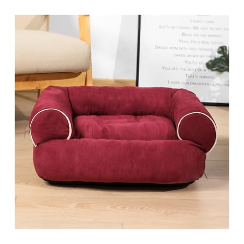 BUUNHI Hundebett Luxuriöses großes Hundeschlafsofa Hundebett Hundehütte Katzenmatten Schlafhütte für kleine und große Hunde Hundematte (Color : Wine Red, Size : 2XL) von BUUNHI
