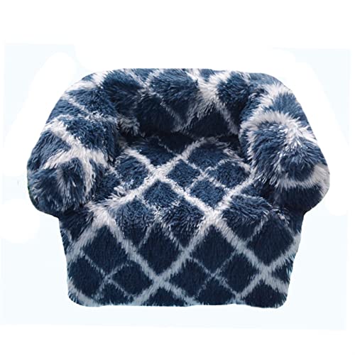 BUUNHI Hundebett Matte, Sofa, Hundebett, Quartett, Decke, Gitter, Kissen, Teppich, warmes Katzenbett, Matte, Sofas, Bodenschutz Hundematte (Color : Navy Blue, Size : W110CML120CMxOD125CM) von BUUNHI