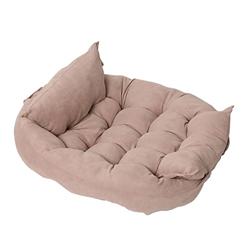 BUUNHI Hundebett Mehrzweck-Hundehüttenmatte aus Baumwolle mit Knöpfen, waschbares Kissen für kleine, mittelgroße und große Hunde Hundematte (Color : Light Pink, Size : L) von BUUNHI