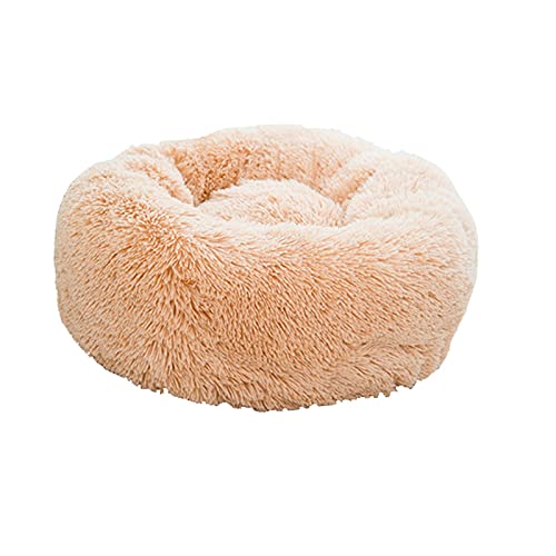 BUUNHI Hundebett Pet Bed Kennel Dog Round Cat Sleeping Bag Long Plüsch Large Puppy Cushion Mat Hundematte (Color : Apricot, Size : 80cm) von BUUNHI