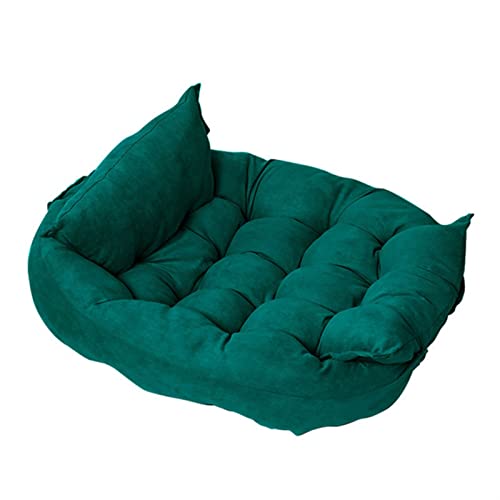 BUUNHI Hundebett Super weiche Sofa-Hundebetten, Winter, warme Haustier-Welpen-Zwingermatte aus Baumwolle für kleine, mittelgroße und große Hunde Hundematte (Color : Dark Green, Size : XL) von BUUNHI