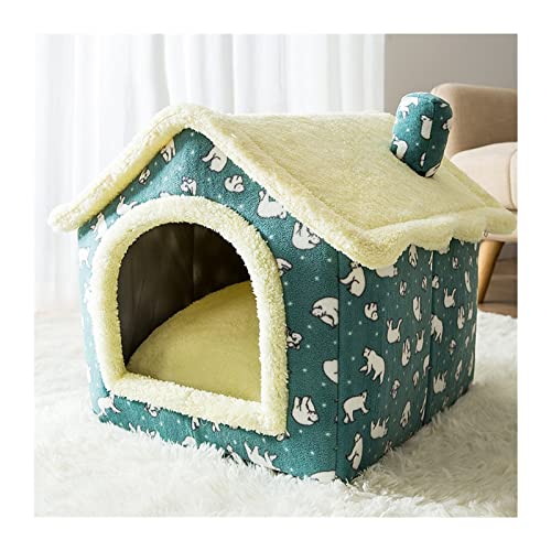 BUUNHI Hundebett Warmes Plüsch-Haustierbett, waschbares, weiches Katzenkissen, Zwinger für kleine, mittelgroße Hunde und Katzen Hundematte (Color : Green, Size : S 39X32CM) von BUUNHI