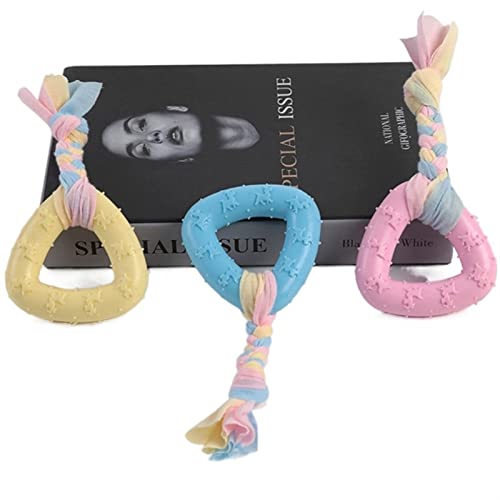 BUUNHI Kauspielzeug für Hunde Haustier Hunde Zähne Reinigung Spielzeug Baumwolle Knoten TPR Molaren Spielzeug Interaktives Training Form Ball Haustierspielzeug (Color : B 18x7.2cm, Size : Pink) von BUUNHI