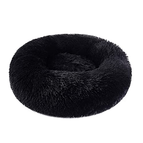 Hundebett Donuts Hundebettkorb Beruhigungsbett Haustierhütte Katzenhaus Kuschelkatzenbetten für kleine große Hunde Hundematte (Color : Black, Size : XS 40cm) von BUUNHI