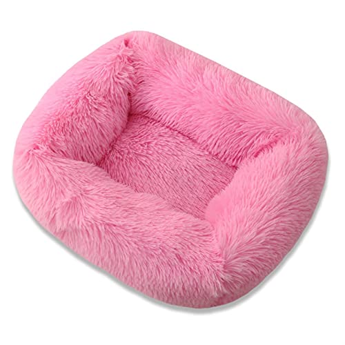Hundebett Haustierbetten für kleine, mittelgroße Hunde, superweiche, winterwarme Schlafmatten für Hunde und Katzen Hundematte (Color : Bright Pink, Size : M 66x56x18CM) von BUUNHI
