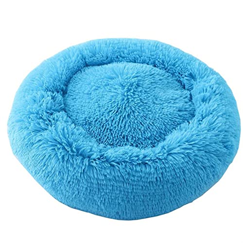 Hundebett Hundebett, beruhigendes Katzenbett, Haustierhütte, weiches, Flauschiges Kissen, Schlafsack, Matte für große Hunde Hundematte (Color : Blue, Size : XXL Diameter 100cm) von BUUNHI