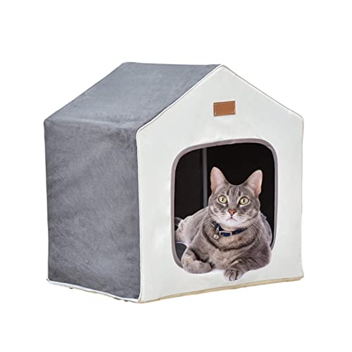 BUUNHI Hundebett Pet House Tent Weicher, bequemer Hundezwinger für den Innen- und Außenbereich, abnehmbare, halbgeschlossene Katzenzucht Hundematte (Color : Gray) von BUUNHI