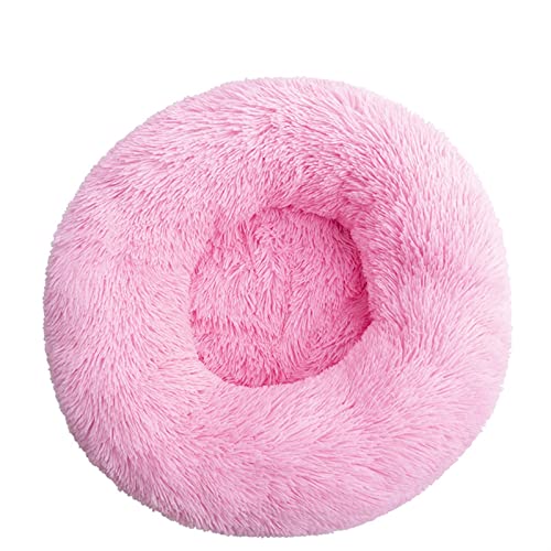 Hundebett Tie Dye Big Pet Zwinger Fuzzy Round Plüsch Cat Bed House Soft Long Plüsch Pet Dog Bed Warm Hundematte (Color : Bright pink, Size : 80cm) von BUUNHI