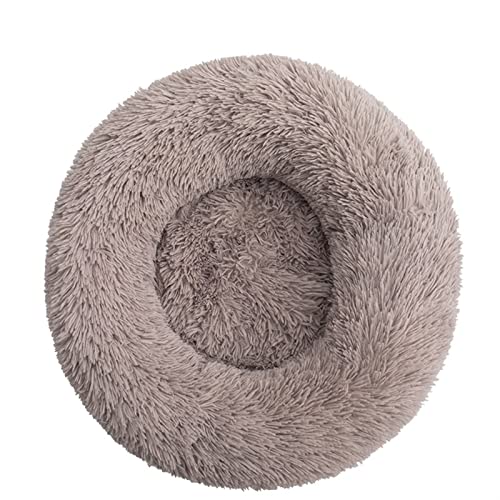 Hundebett Tie Dye Big Pet Zwinger Fuzzy Round Plüsch Cat Bed House Soft Long Plüsch Pet Dog Bed Warm Hundematte (Color : Tea Brown, Size : 90cm) von BUUNHI