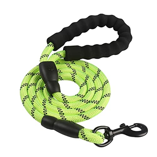 Hundeleine 2 m/3 m/5 m große Hundeleine, rundes Nylon, 1,2 cm Durchmesser, reflektierendes Seil, gehender Hund Verstellbare Führleine (Color : Green, Size : 1.2cm x 200cm) von BUUNHI