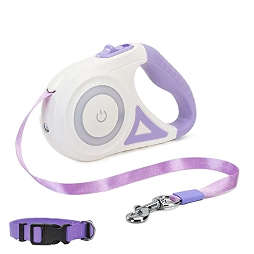Hundeleine Einziehbare Hundeleine für Hunde und Katzen mit Taschenlampe Automatische Nylon-Hundeführleine Verstellbare Führleine (Color : Purple 3m, Size : No Collar) von BUUNHI