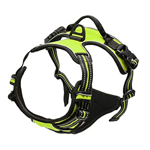 Hundeleine Geschirrweste für große Hunde, reflektierend, Verstellbarer Haustier-Brustgurt, Trainingsgeschirr für Haustiere Verstellbare Führleine (Color : Green, Size : M Bust 38-75CM) von BUUNHI