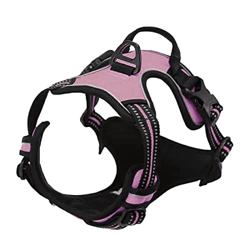 Hundeleine Geschirrweste für große Hunde, reflektierend, Verstellbarer Haustier-Brustgurt, Trainingsgeschirr für Haustiere Verstellbare Führleine (Color : Pink, Size : L Bust 38-89CM) von BUUNHI