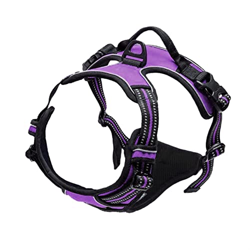 Hundeleine Geschirrweste für große Hunde, reflektierend, Verstellbarer Haustier-Brustgurt, Trainingsgeschirr für Haustiere Verstellbare Führleine (Color : Purple, Size : M Bust 38-75CM) von BUUNHI