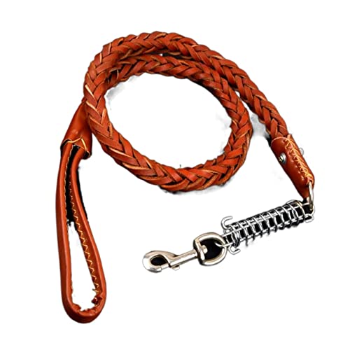 Hundeleine Haustier-Hundehalsband Lederleine für große Hunde Traction Drag Tow Rope Chain Pet Dog Supplies Verstellbare Führleine (Color : Brown Leash, Size : L) von BUUNHI
