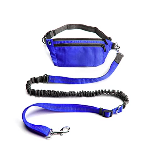 Hundeleine Jogging Training Wandern Retractable Bungee Dog Waist Leash für große Hunde Zubehör Verstellbare Führleine (Color : Blue Set) von BUUNHI