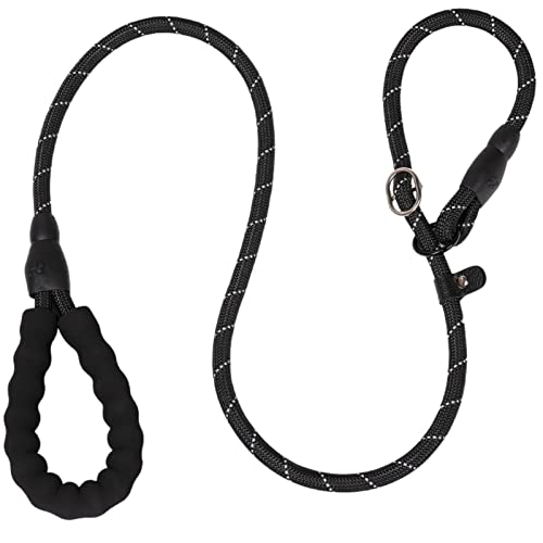 Hundeleine Laufleinen aus Nylon Seilhalsband 2 in 1 verstellbares Halsband klein mittelgroß Verstellbare Führleine (Color : Black, Size : 1.7M X 1.2CM) von BUUNHI