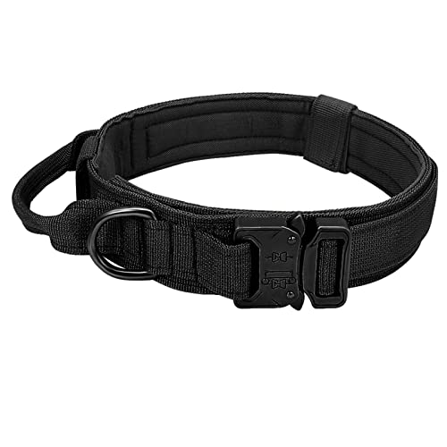 Hundeleine Militärisches taktisches Hundehalsband, elastisches Bungee-Leine-Halsband, Nylon-Haustierhalsband, große Hunde Verstellbare Führleine (Color : Black Collar, Size : M) von BUUNHI