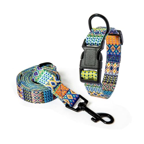 Hundeleine Pet Collar Leine Set Hunde- und Katzenhalsband und verstellbare Leine Verstellbare Führleine (Color : NO5 Set, Size : 26-42CM) von BUUNHI