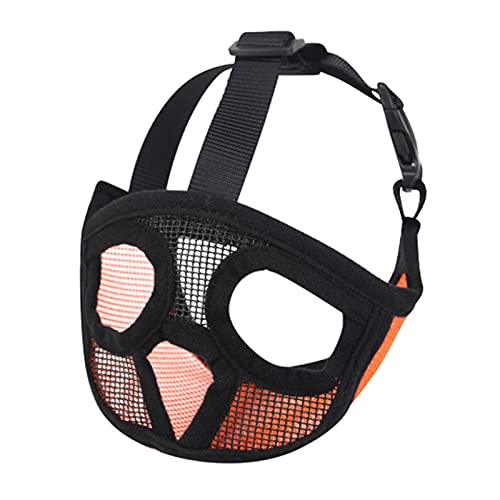 Hundeleine Pet Mask Maulkörbe für Hunde, tragbar, Kurze Schnauze, Hundegeschirr, 1 Stück, für Anti-Stopp-Bellen Verstellbare Führleine (Color : Orange, Size : M) von BUUNHI