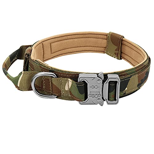 Hundeleine Taktisches Hundehalsband, verstellbares Nylon-Militär-Hundehalsband, Leine für mittelgroße und große Hunde Verstellbare Führleine (Color : Camouflage, Size : M) von BUUNHI