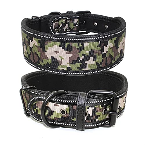 Hundeleine Verstellbares Hundehalsband mit Schnalle für kleine, mittelgroße Hunde, Pitbull-Leine, Hundekette Verstellbare Führleine (Color : Army Camouflage, Size : M) von BUUNHI