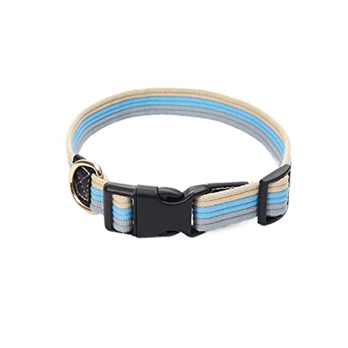 Hundeleine Verstellbares Hundehalsband und Leine-Set Hunde-Tracking-Leine Halsband Small Medium Large Verstellbare Führleine (Color : Blue Canvas Collar, Size : M) von BUUNHI