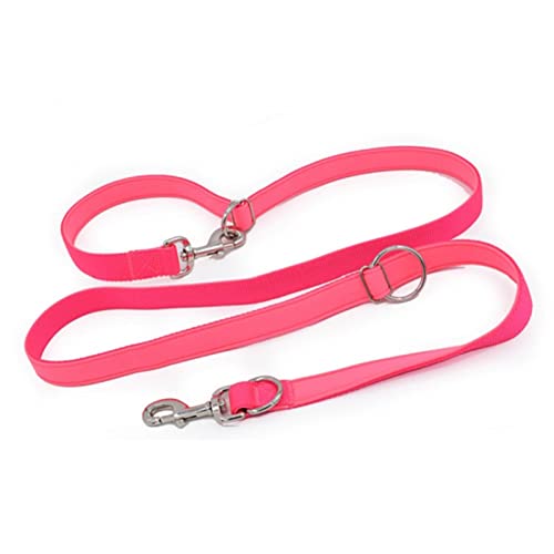 Hundeleine Zwei Hundeleinen, P-Kettenhalsband, verstellbar, langes, kurzes Seil, Lauftrainingsleinen für Hunde Verstellbare Führleine (Color : Pink, Size : 25mmX200cm) von BUUNHI