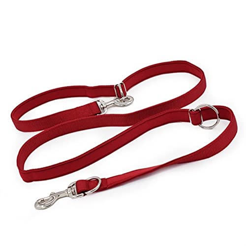 Hundeleine Zwei Hundeleinen, P-Kettenhalsband, verstellbar, langes, kurzes Seil, Lauftrainingsleinen für Hunde Verstellbare Führleine (Color : Wine red, Size : 15mmX200cm) von BUUNHI