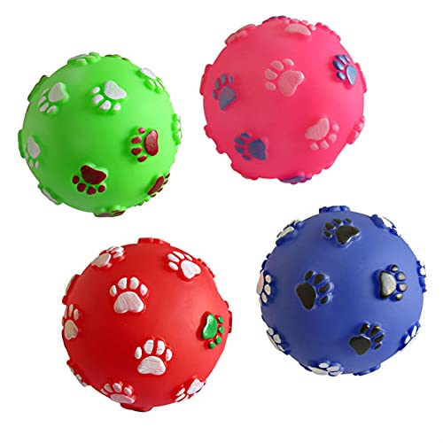 Kauspielzeug für Hunde 1 Stück Durchmesser 6 cm quietschendes Haustier-Hundeballspielzeug für kleine Hunde Gummi-Kauspielzeug für Welpen Haustierspielzeug ( Color : Footprint Ball , Size : 1 pcs rando von BUUNHI
