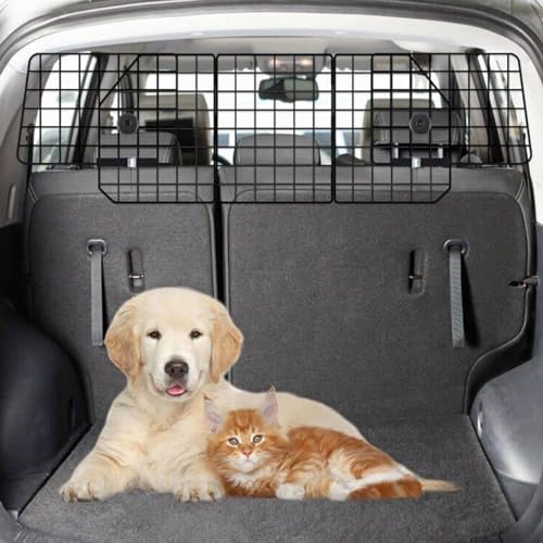BUXTOM Hundegitter Auto Kofferraum Hundeschutz Gitter mit Kopfstütze Befestigung Universal Kofferraum Trenngitter für Hunde Verstellbare Breite Stufenlos verstellbares Kofferraumschutz Gitter von BUXTOM