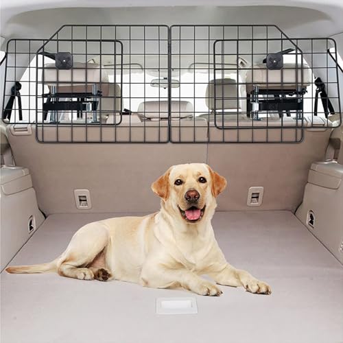 BUXTOM Hundegitter Auto Kofferraum Universal Kofferraum Trenngitter für Hunde Hundeschutz Gitter mit Kopfstütze Befestigung Universal für die meisten Autos von BUXTOM