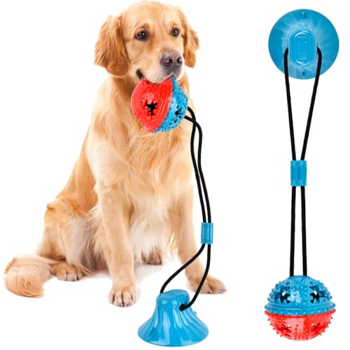 BUYGOO Hundespielzeug mit Saugnapf, Hunde Molar mit Saugnapf Kauseil Ball Pet Spielzeug Hund Zahnbürste Spielzeug für Hund Ziehen, Kauen, Spielen von BUYGOO