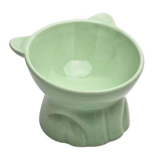 Erhöhter Futternapf für Katzen, 266 ml, erhöhter und geneigter Wassernapf, Anti-Erbrechen und schützt die Wirbelsäule, für dicke Katzen, Innenkatzen, Kätzchen, kleine Hunde (grün) von BUYNEED