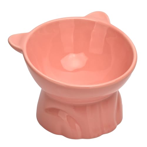 Erhöhter Futternapf für Katzen, 266 ml, erhöhter und geneigter Wassernapf, Anti-Erbrechen und schützt die Wirbelsäule für dicke Katzen, Indoor-Katzen, kleine Hunde (Rosa) von BUYNEED