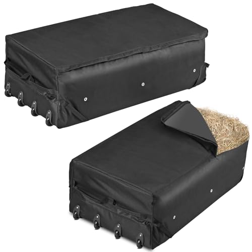 BUYYAH 2 Stück wasserdichte Heuballen-Tasche, 4 robuste Räder, 116,8 x 58,4 x 40,6 cm, extra große Heuballen-Aufbewahrungstasche, atmungsaktive Rollballentasche für Lagerung und Transport, Schwarz BUYYAH 2 Stück wasserdichte Heuballen-Tasche, 4 robuste Räder, 116,8 x 58,4 x 40,6 cm, extra große Heuballen-Aufbewahrungstasche, atmungsaktive Rollballentasche für Lagerung und Transport, Schwarz von BUYYAH