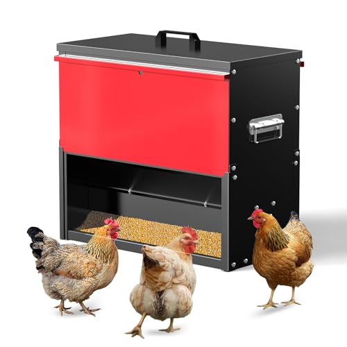 BUYYAH Automatischer Hühner-Futterspender 45,4 kg Kapazität Metall Geflügel Futterspender Kein Abfall Wasserdichter Hühnerfutterspender Geeignet für Gänse, Enten, Truthahn, Wachteln BUYYAH Automatischer Hühner-Futterspender 45,4 kg Kapazität Metall Geflügel Futterspender Kein Abfall Wasserdichter Hühnerfutterspender Geeignet für Gänse, Enten, Truthahn, Wachteln von BUYYAH