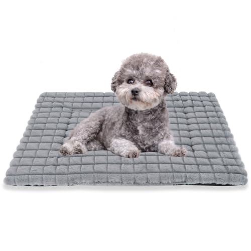 BVAGSS Flauschiges Orthopädisches Hundebett, Waschbar Hundematte, rutschfeste Unterseite, Plüsch Hundekissen Weiche und Warme Hundematte für klein mittel große Hunde XH082 (100x80cm,Grau) von BVAGSS