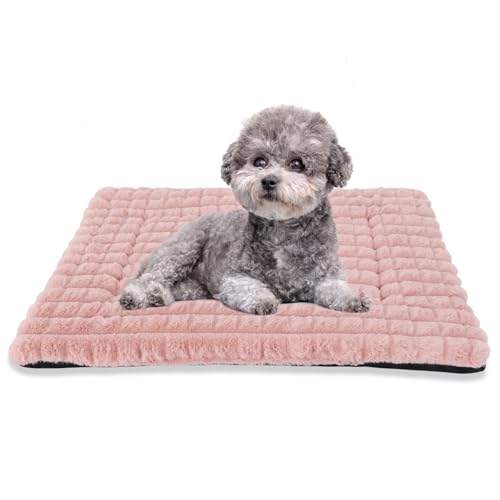 BVAGSS Flauschiges Orthopädisches Hundebett, Waschbar Hundematte, rutschfeste Unterseite, Plüsch Hundekissen Weiche und Warme Hundematte für klein mittel große Hunde XH082 (100x80cm,Rosa) von BVAGSS
